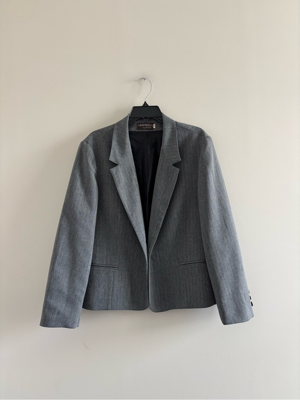 VTG Haberdashery Blazer Gray Herringbone Womens 18 Office Union Tag USA Classic